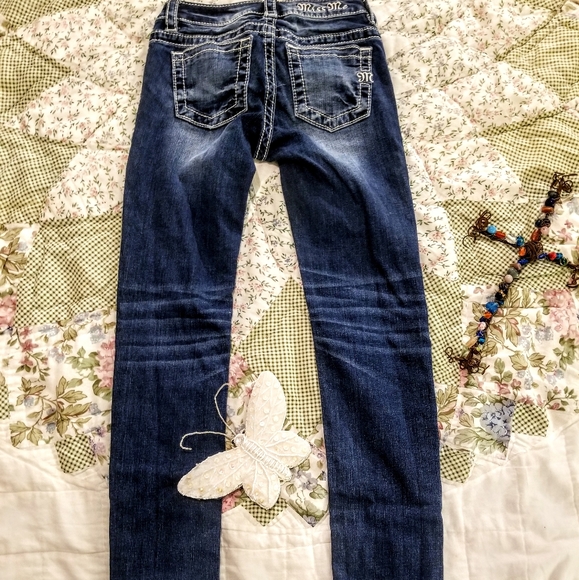 Miss Me Girls Skinny Distressed Blue Jeans Size 10 - Picture 4 of 4